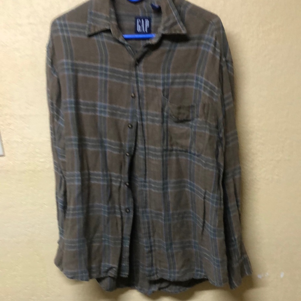 GAP Brown Plaid Casual Button Down Shirt